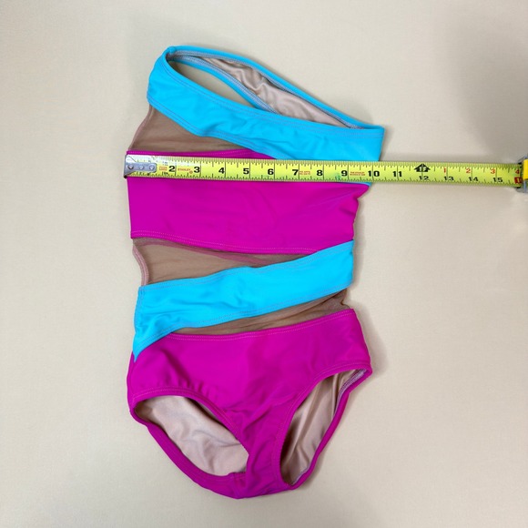 AA Dance Costumes FLORIDA Leotard Pink Blue Mesh Cut Out Child Med CM Photoshoot - Picture 3 of 8